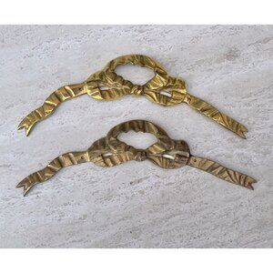 Mirror Topper Pair Brass Vintage Wall Decor 14” French Country Cottage Core